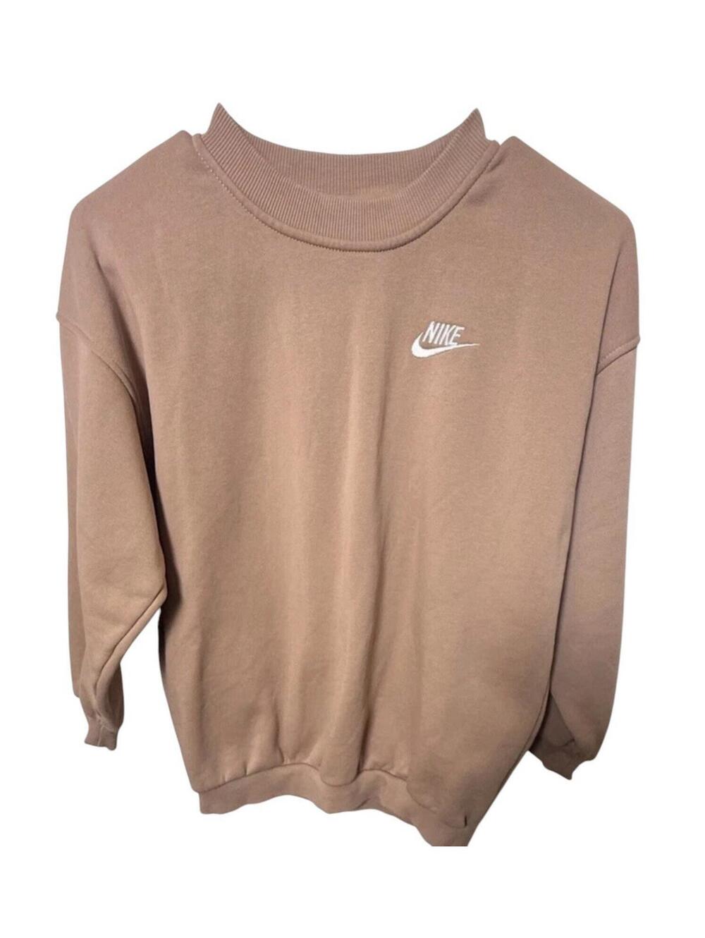 Nike Sportswear Club Fleece Big Kids' Crew Sweatshirt Size M Hemp/white